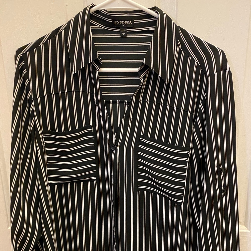 Express Blouse Button Front Long Sleeve